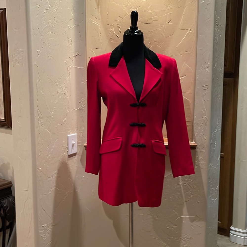 Red Wool Jacket w/black velvet trim